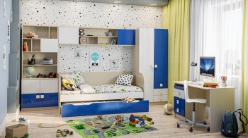 Детская комната Скай Люкс (Синий/Белый/корпус Клен) в Кочках - kochki.mebel54.com | фото