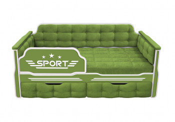 Кровать 160 серии Спорт 2 ящика 76 Зелёный (мягкие боковые накладки) в Кочках - kochki.mebel54.com | фото