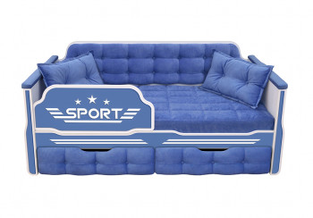 Кровать 160 серии Спорт 2 ящика 85 Синий (подушки) в Кочках - kochki.mebel54.com | фото