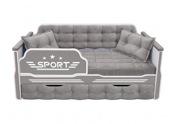 Кровать 180 серии Спорт 1 ящик 45 Серый (подушки) в Кочках - kochki.mebel54.com | фото
