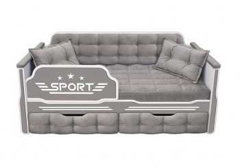 Кровать 190 серии Спорт 2 ящика 45 Серый (подушки) в Кочках - kochki.mebel54.com | фото