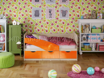 Кровать Бабочки 1,6м (Оранжевый металлик) в Кочках - kochki.mebel54.com | фото