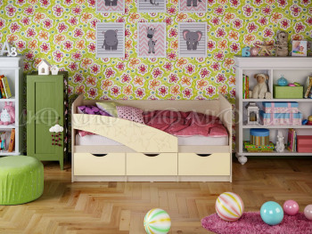 Кровать Бабочки 1,8м (Ваниль матовый) в Кочках - kochki.mebel54.com | фото