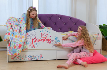 Кровать детская Эльза с бортиком Принцесса Белый/Фиолетовый в Кочках - kochki.mebel54.com | фото