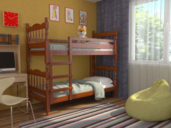 Кровать двухъярусная Соня из массива сосны 800*1890 Орех в Кочках - kochki.mebel54.com | фото