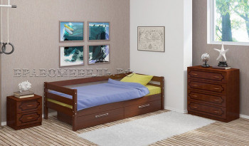 Кровать одинарная ГЛОРИЯ из массива сосны  900*2000 (Орех) в Кочках - kochki.mebel54.com | фото
