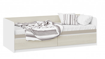 Кровать «Сканди» с 2 ящиками Дуб Гарден/Белый/Глиняный серый в Кочках - kochki.mebel54.com | фото