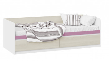 Кровать «Сканди» с 2 ящиками Дуб Гарден/Белый/Лиловый в Кочках - kochki.mebel54.com | фото