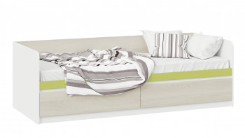 Кровать «Сканди» с 2 ящиками Дуб Гарден/Белый/Зеленый в Кочках - kochki.mebel54.com | фото
