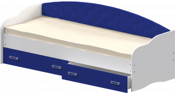Кровать Софа-7 с мягкой спинкой (800х1900) Белый/Синий в Кочках - kochki.mebel54.com | фото