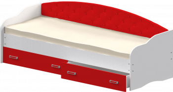 Кровать Софа-7 с мягкой спинкой (800х2000) Белый/Красный в Кочках - kochki.mebel54.com | фото
