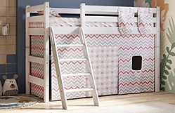 Кровать Соня вариант 6 полувысокая с наклонной лестницей Белый полупрозрачный в Кочках - kochki.mebel54.com | фото