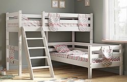Кровать Соня вариант 8 угловая с наклонной лестницей Белый полупрозрачный в Кочках - kochki.mebel54.com | фото