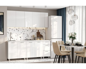 Кухонный гарнитур Модерн New 2 м (Белый глянец Бруно) в Кочках - kochki.mebel54.com | фото