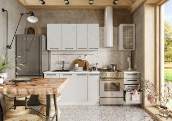 Кухонный гарнитур Нувель 1800мм белый/бетон белый в Кочках - kochki.mebel54.com | фото