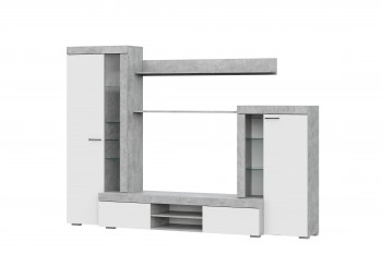 Мебель для гостиной МГС 5 Цемент светлый / Белый в Кочках - kochki.mebel54.com | фото