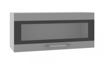 Норд ШВГС 800 Шкаф верхний горизонтальный со стеклом (Софт черный/корпус Белый) в Кочках - kochki.mebel54.com | фото