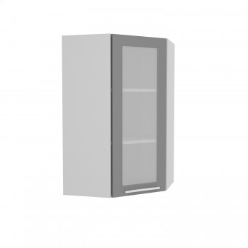 Норд ШВУС 600Н Шкаф верхний угловой (премьер) высокий (Софт черный/корпус Белый) в Кочках - kochki.mebel54.com | фото