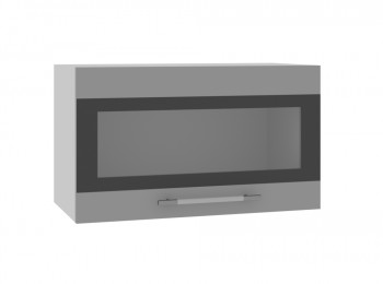 Ройс ПГСФ 600 Шкаф верхний горизонтальный со стеклом с фотопечатью (Графит софт/корпус Серый) в Кочках - kochki.mebel54.com | фото