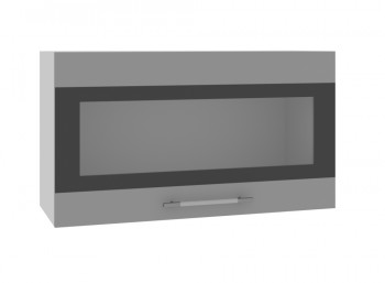 Ройс ВПГСФ 800 Шкаф верхний горизонтальный со стеклом с фотопечатью высокий (Графит софт/корпус Серый) в Кочках - kochki.mebel54.com | фото