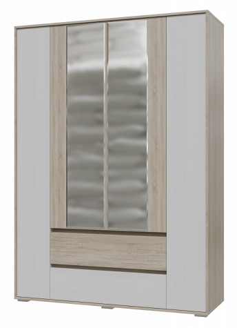 Шкаф 4-х дверный с ящиками Мальта 1600 Дуб сонома/Рамух белый в Кочках - kochki.mebel54.com | фото