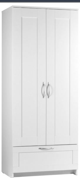 Шкаф двухдверный Сириус с 1 ящиком белый в Кочках - kochki.mebel54.com | фото