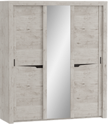 Шкаф трехдверный Соренто с раздвижными дверями Дуб бонифаций/Кофе структурный матовый в Кочках - kochki.mebel54.com | фото