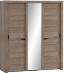 Шкаф трехдверный Соренто с раздвижными дверями Дуб стирлинг/Кофе структурный матовый в Кочках - kochki.mebel54.com | фото