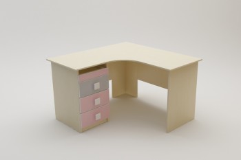 Стол угловой Грэйси (Розовый/Серый/корпус Клен) в Кочках - kochki.mebel54.com | фото
