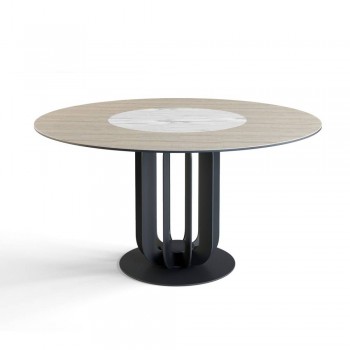 Стол круглый Rotor (160), шпон + керамика светлая в Кочках - kochki.mebel54.com | фото